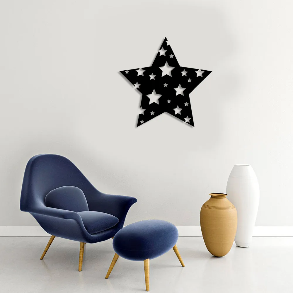 Small and Large Nested Stars Wall Accessory Wooden Table 50x50cm