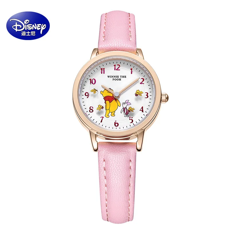 Imagem -03 - Disney Winnie Pooh Original Crianças Rotatable Dial Quartzo Relógio de Pulso Juventude Senhora Estudante Menina Miúdo Presente dos Desenhos Animados Relógio à Prova Impermeável Água