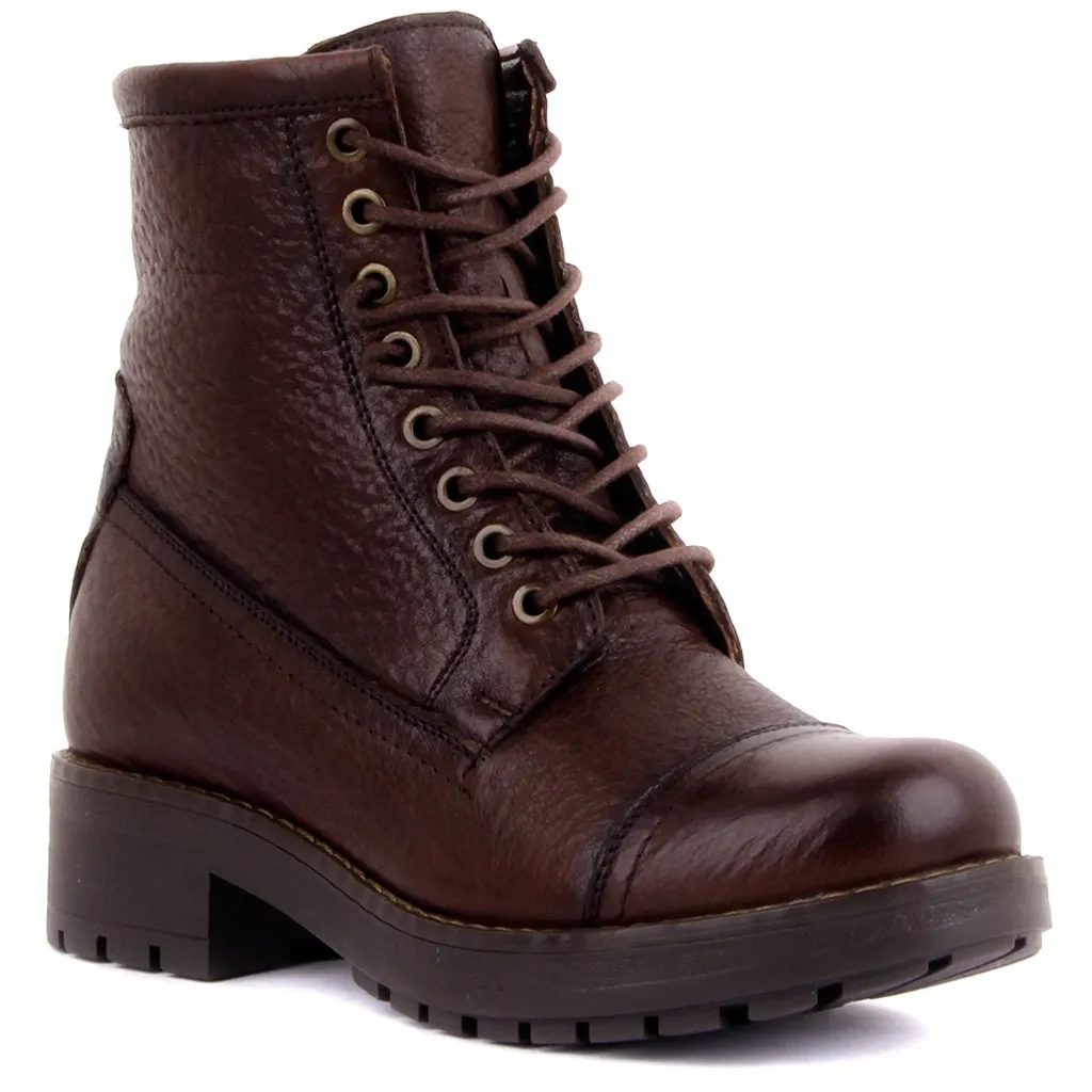 Berlayar Lakers-Coklat Ritsleting Kulit Wanita Sepatu