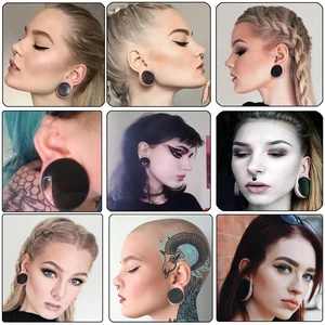 Pasang Sumbat Telinga Padat Akrilik 3-50mm Anting-anting Besar & Hitam Sadel Tandu Ukuran Terowongan Besar Perhiasan Tubuh Expander Terowongan Daging 10 pengukur hitam penjualan terbaik - №