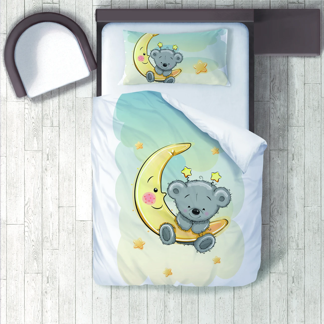 

Duvet Cover Set Bedding Set Pillow Case for Baby and Kids Room 3D Printed Moon Bear Yellow Cute Model 008