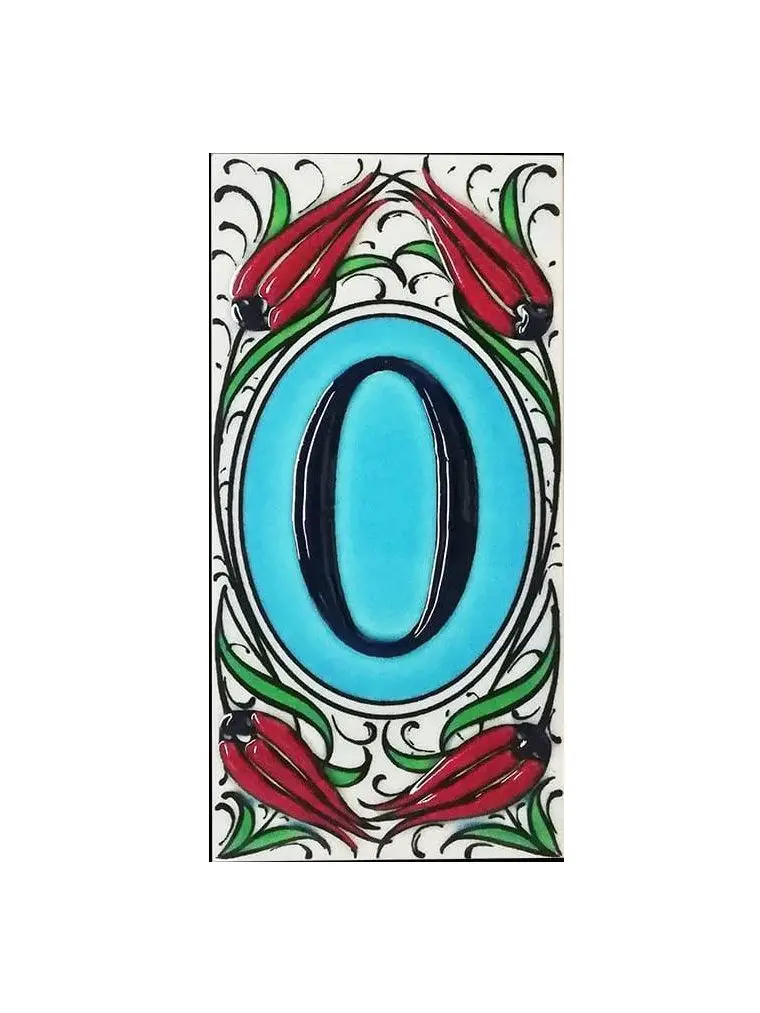 Handmade Turkish Ceramic Door Numbers House Adress Tile Numeral Gate Digits 0 to 9 Letters Outdoor Hand Painted Sign Flat Label