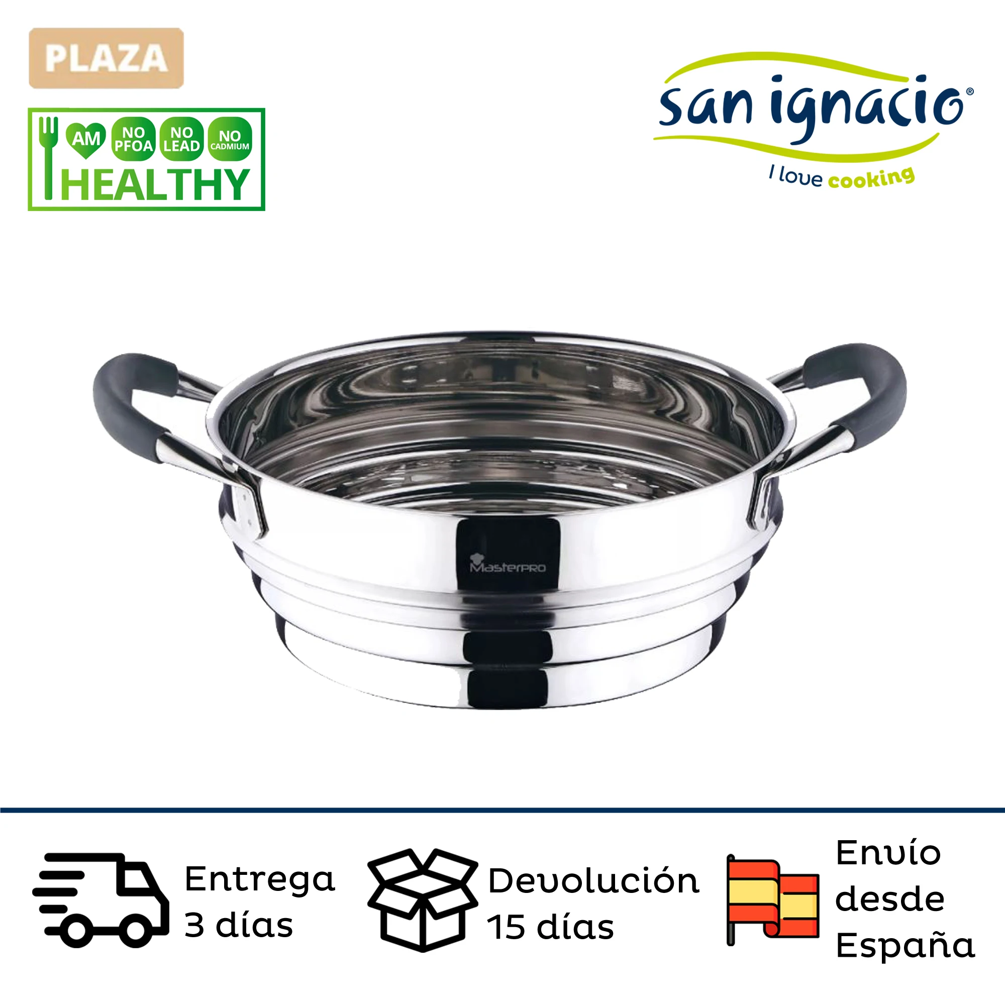 Kitchen steamer 24cm SAN IGNACIO Masterpro in stainless steel and with background suitable for induction