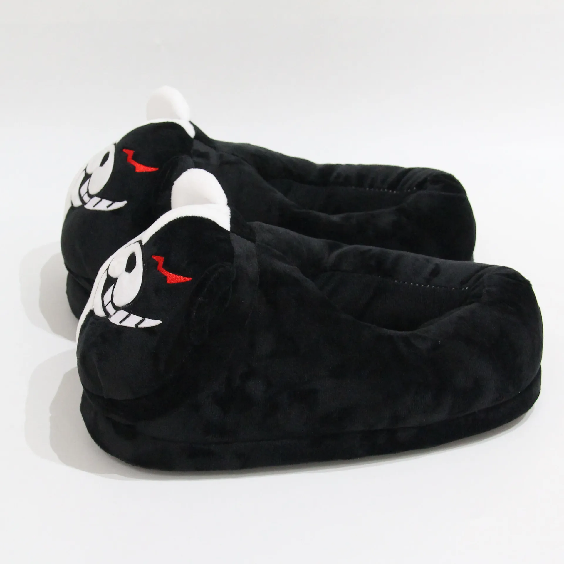 Plush Slippers Fuzzy Slides Shoes Women Men Monokuma Kigurumis Black White Anime Bear Home Shoes Cartoon Cute House Slippers