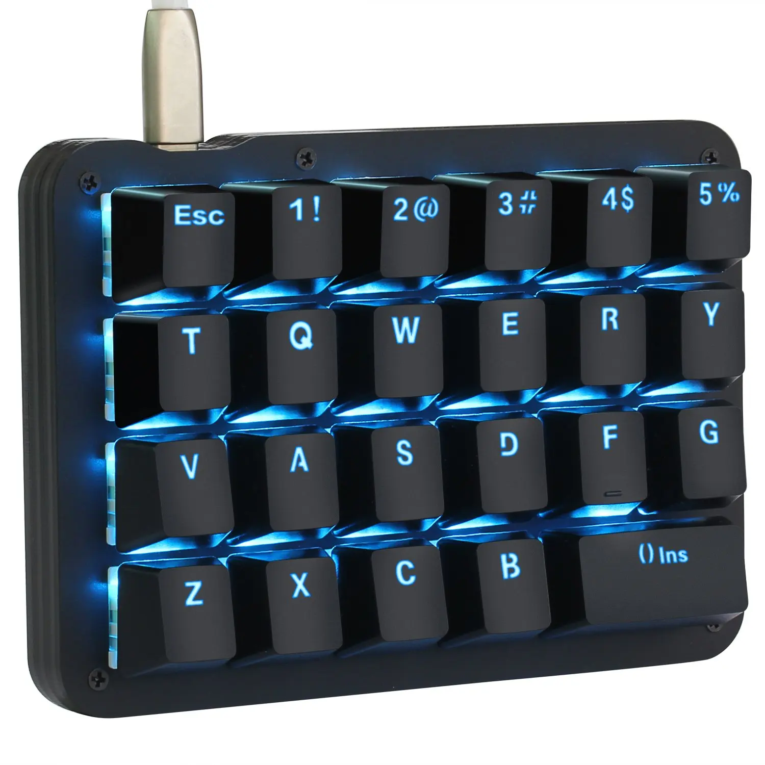 

23 Programmable Keys Macro Mechanical Keyboard Blue LED Backlit Portable Mini One-Handed Mechanical Gaming Keypad Red Switches