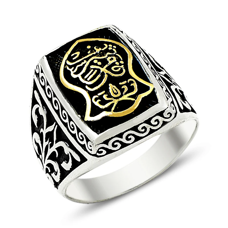 925 Silver Traditional Arabic Figure Printed Rings for Men