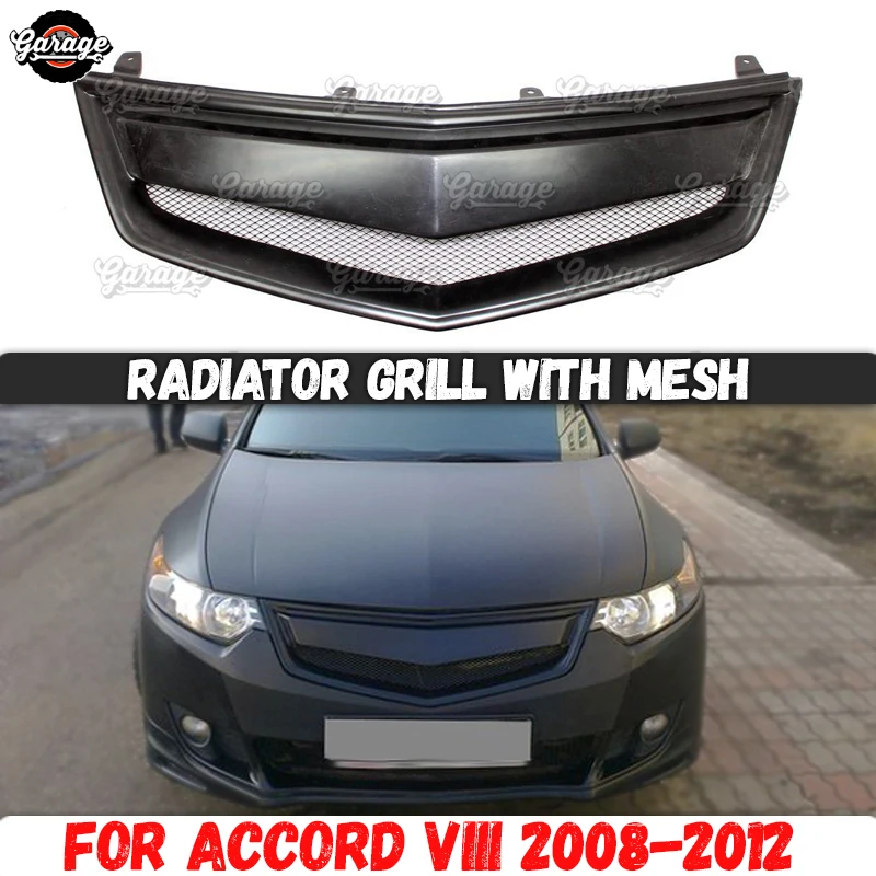 Radiator grille case for Honda Accord 8 2008-2012 strips style ABS plastic accessories protective body kit car styling tuning