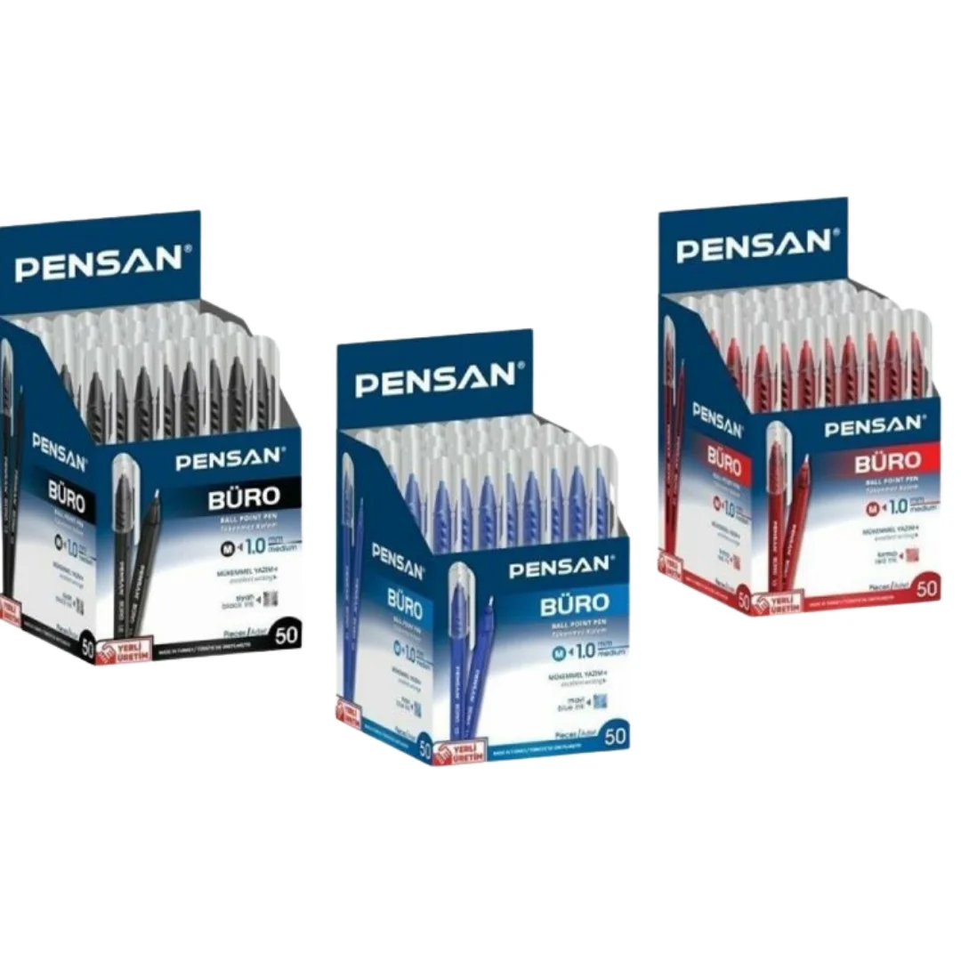 Pensan pen pens sets 1mm office pens blue black red papeleria canetas school stationery ballpoint material 50 piece