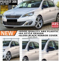 For Peugeot 308 Batman Mirror Cover Piano Black / 2014 - 2021 easy assembly special Part 2013.2017 - 2017 - 2021 / T9