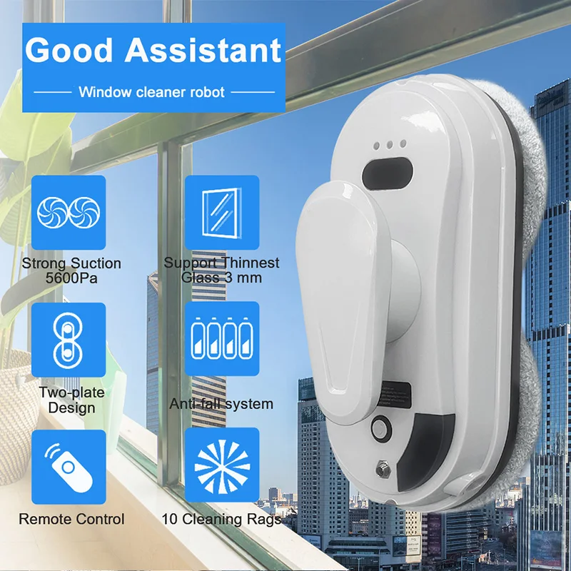 Electric Window Cleaner Robot with Ultrasonic Water Spray Smart Glass Cleaning Machine Remote Control Window Cleaning Device