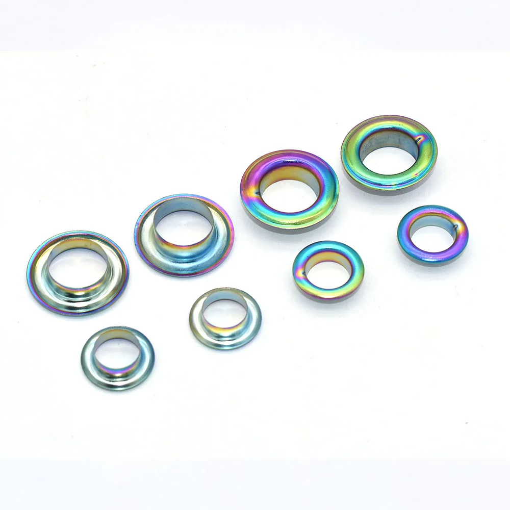 Rainbow Grommets Sewing Eyelets - 2 Size Metal Eyelets Round Inner Hole Grommets DIY Rivet Leathercraft Accessories