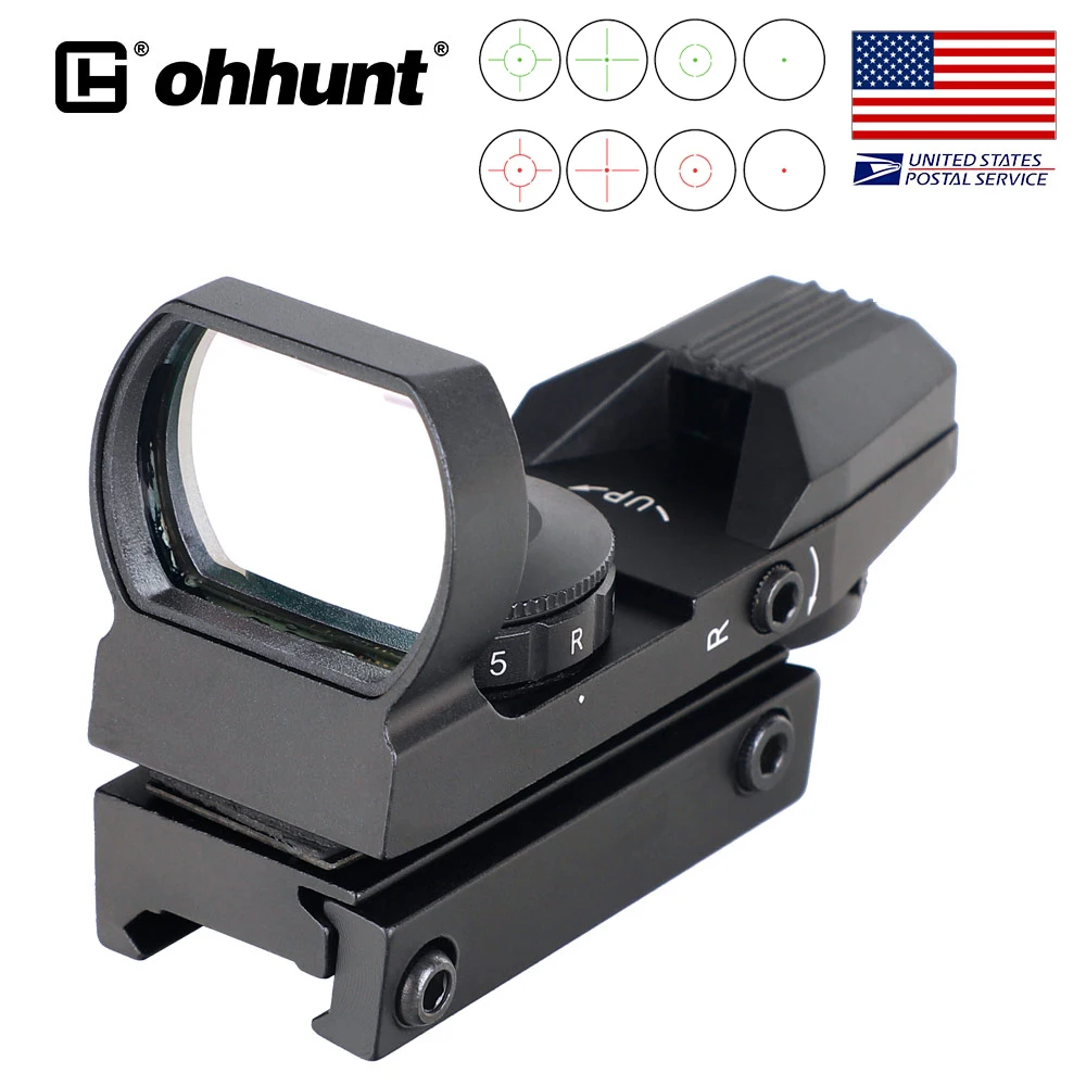 ohhunt Optical 1X22 Red Green Dot Sight 4 Multi-Reticle 20mm Mount Parallax Free Scope for Hunting Scope