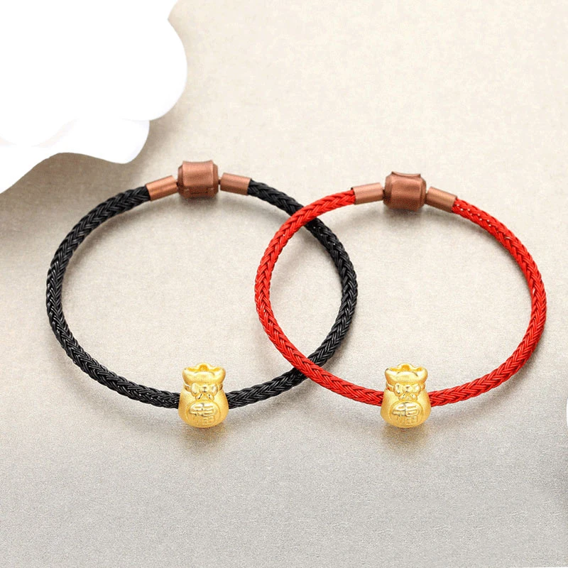 Hot Sale 3D Hard Gold 999 Gold Bracelet 24K Yellow Gold Bag Bracelet For Children