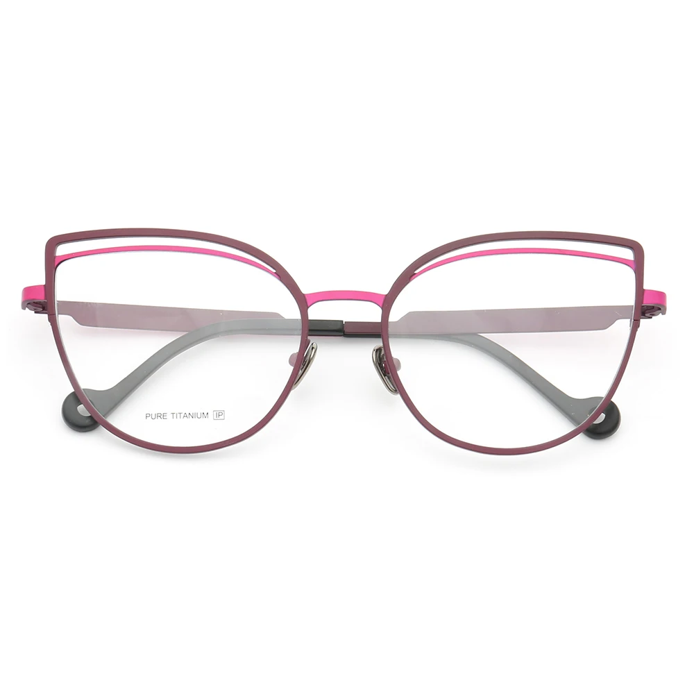 Women Pure Titanium Cat-eye eyeglass frames women Thin Retro Metal glasses Butterfly Full-Rim Lightweight Fashion eyeglasses