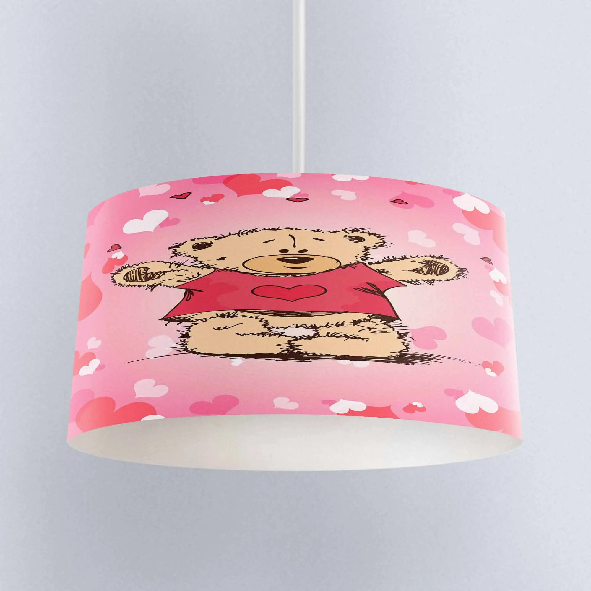 

Else Pin White Hearts Cute Bears Print Fabric Kids Chandelier Lamp Drum Lampshade Floor Ceiling Pendant Light Shade