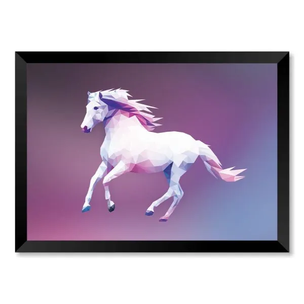 Quadro Cavalo Branco Pop Art Com Vidro