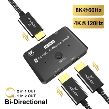 MOSHOU 8K@60Hz HDMI 2.1 bi-directional switch splitter 2 in1 out 1in 2 out 4K@120Hz Ultra HD Switcher