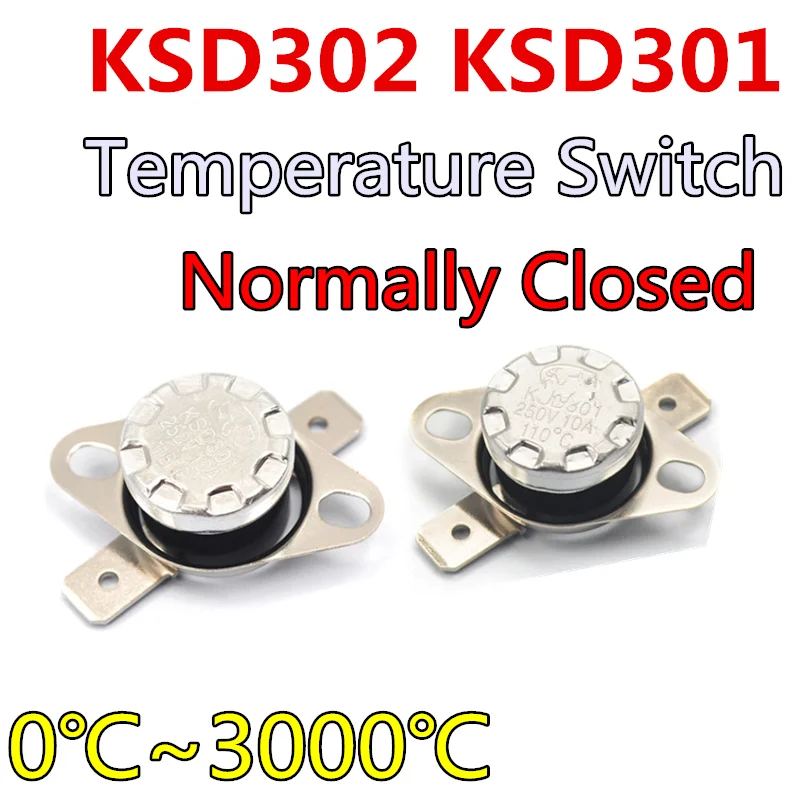 

KSD302 10A 250V 0-300 degree Ceramic KSD301 Normally Close Temperature Switch Thermostat 0 5 10 40 50 75 85 100 130C 150C