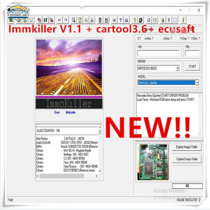 Newest IMMO KILLER V1.1+ Car Tool Software Cartool V3.6 for Immo and Airbag Resetting+ ECUSa.fe free shipping