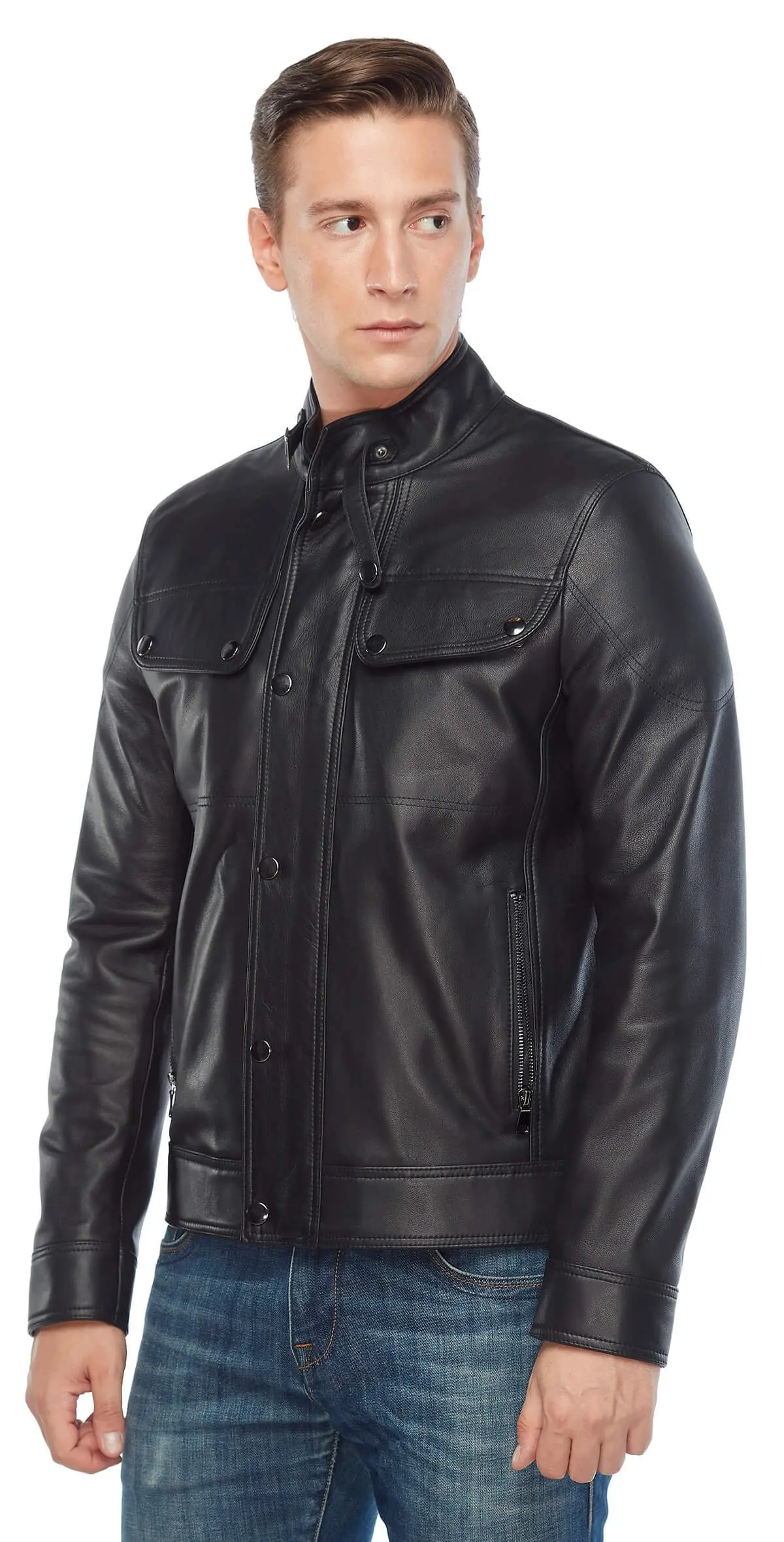 Addo maschio cappotto in vera pelle nero originale pelle di agnello autunno inverno 2022 Biker Slim Large Size VintageTürkiye