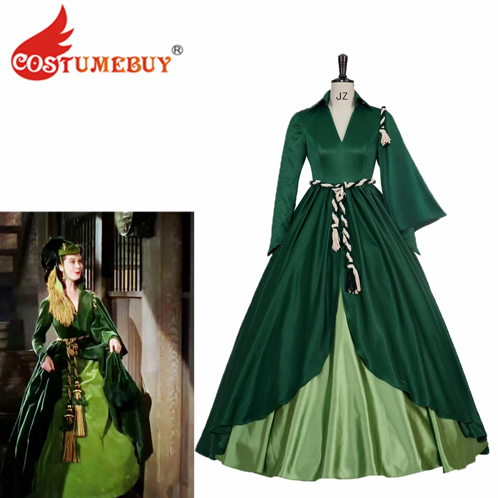 CostumeBuy Gone with the Wind Scarlett O'Hara Cosplay Costume Women Green Dress Ball Gown Dress Civil War Era Dress Custom Made