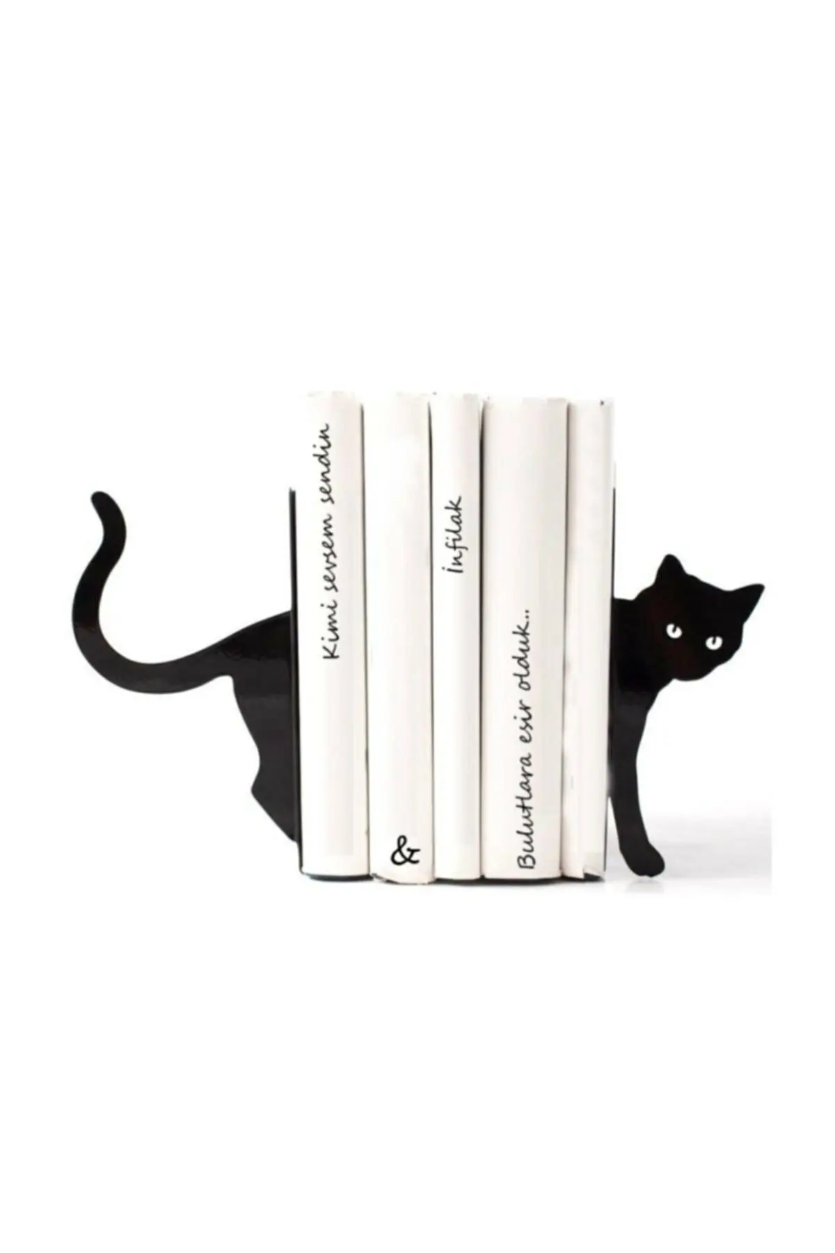 Support de livre décoratif en métal avec figurines de chat noir, Support de livre en métal avec motifs de chat noir et noir