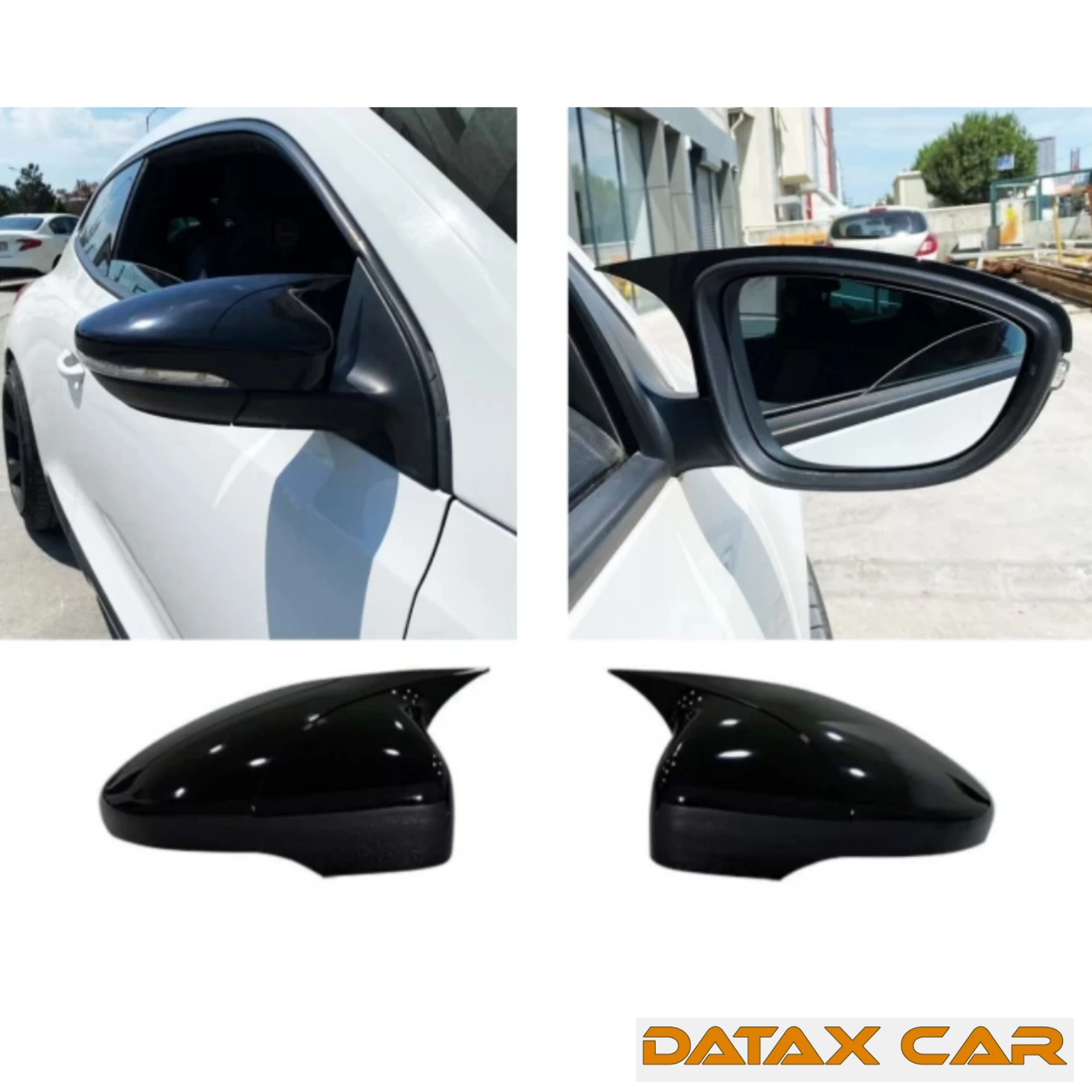 Bat Style Mirror Cover For Vw Scirocco 2007 2017 Rearview Mirror Cover 2Pieces Cover Glossy Black Car Shields Exterior accessory