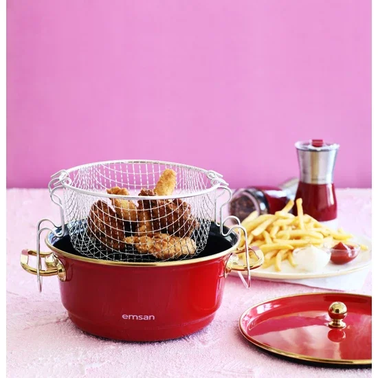 Awesome Emsan Troy Enamel 24 cm Frying Pot Redt  FREE SHİPPİNG