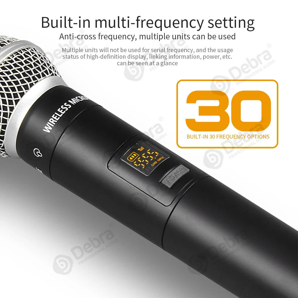 ميكروفون ديبرا كاريوكي اللاسلكي المحمول DV UHF مع وظيفة الشاشة يدعم بطاقة المحتوى المخصصة لمقابلة التسجيل المباشر