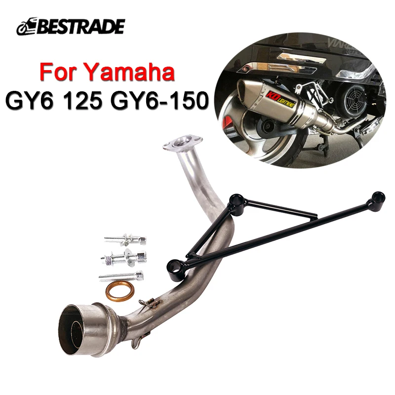 For Yamaha GY6 125 GY6-150 All Years Motorcycle Exhaust System Front Header Pipe Middle Connect Link Tube Stainless Steel