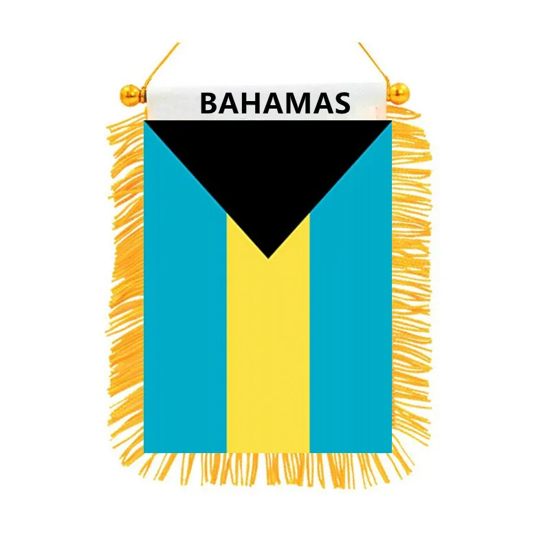 Bahamas Mini Car Window Flag Double Side Printing High Quality Blackout Cloth Home Decor Hanging Banner