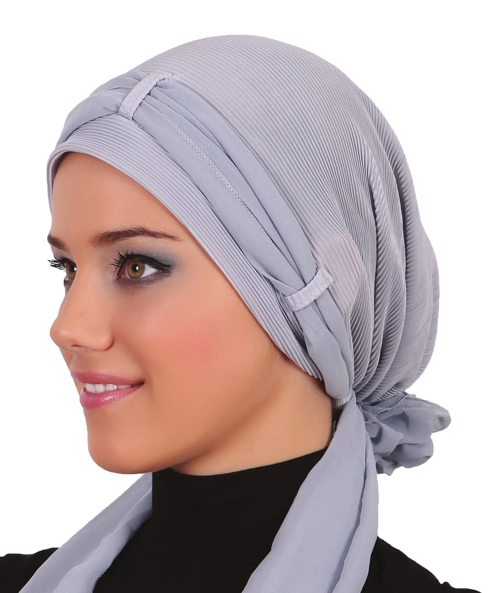 2022 New Fashion Pleat With Scarf Ready Made Turban Hijab Bonnet Scarf Cancer Cap Special Women Product Beret Bandana Muslim Chemo All Season Rib