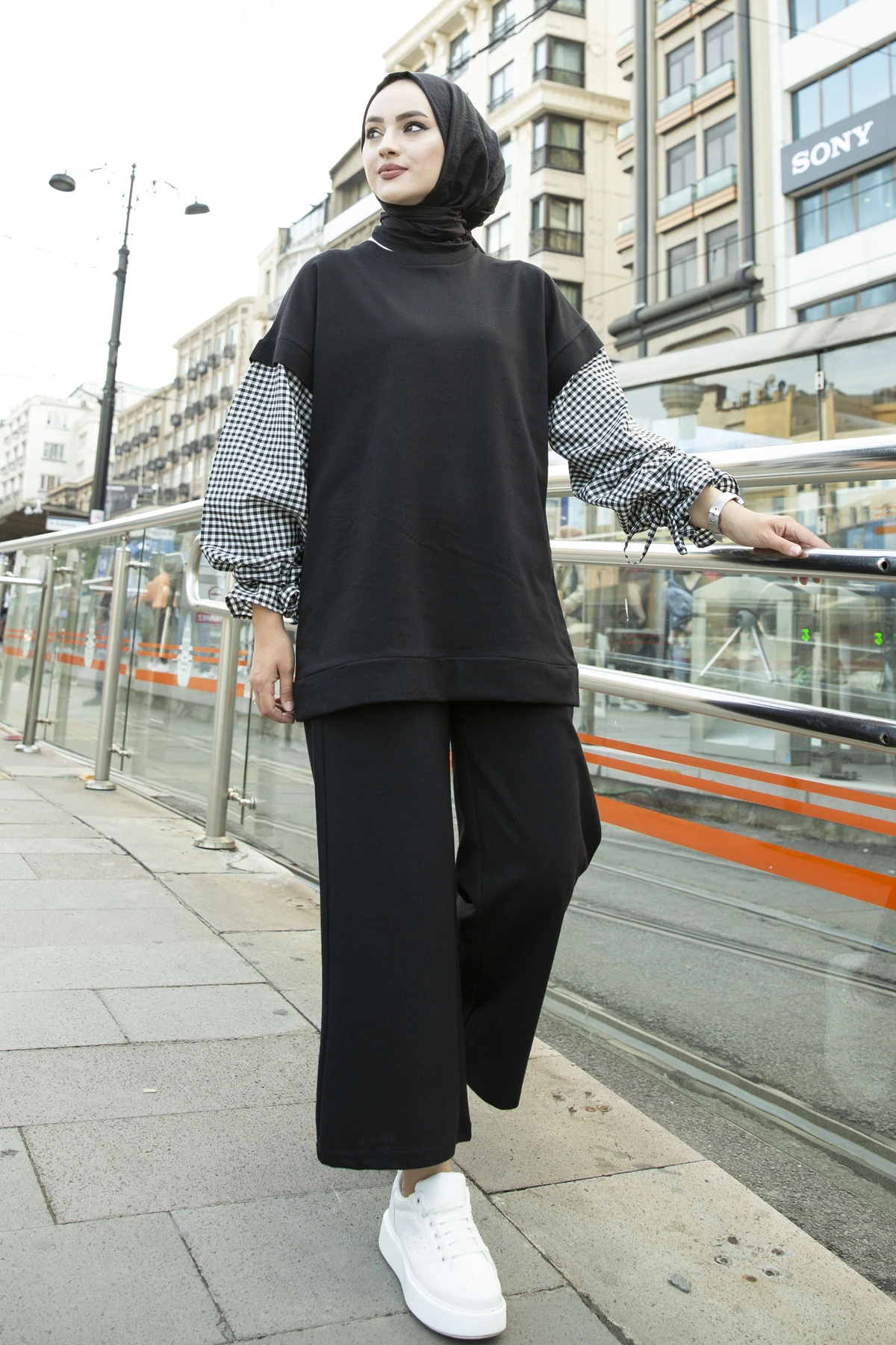 Women Oversize 2Pcs Combine Tunic Track suit Modest Clothing Muslim Fashion Casual Street Turkey Abaya Dubai Marocain Hijab