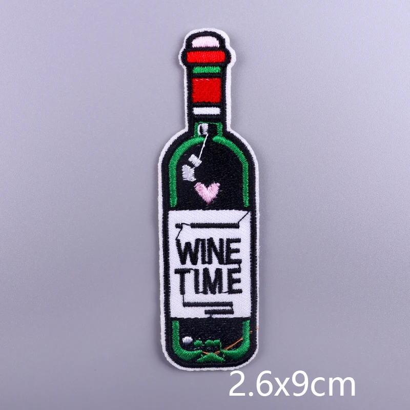 Wine Bottle Applique Embroidered Patches For Clothing Thermoadhesive Patches Cartoon Stripes Patch Iron On Patches On Clothes