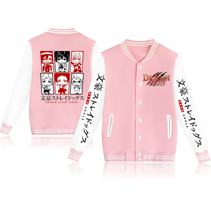 Spring Hot Bungo Stray Dogs Print Boys Friends Baseball Unisex Girls Varsity Stadium Men's Jacket