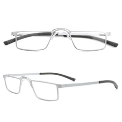 Women silver frame glasses rectangular glasses Men square eyeglasses frame fashion Metal eyeglass frame lightweight prescription