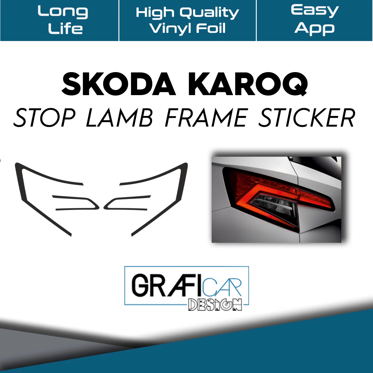 Stop Lamp Frame-Aesthetic Appearance-High Quality Vinyl Foil-Easy Application-Long Life Compatible for Skoda Karoq