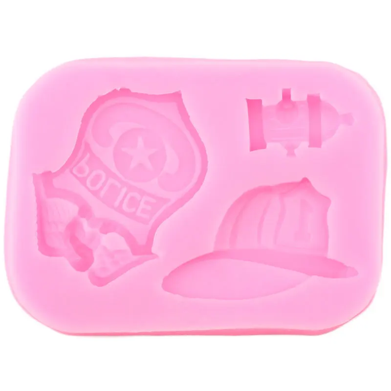 3D Fireman Police Badge Hat Silicone Molds Fire Hydrant Fondant Mould DIY Cake Decorating Tools Candy Resin Clay Chocolate Mold