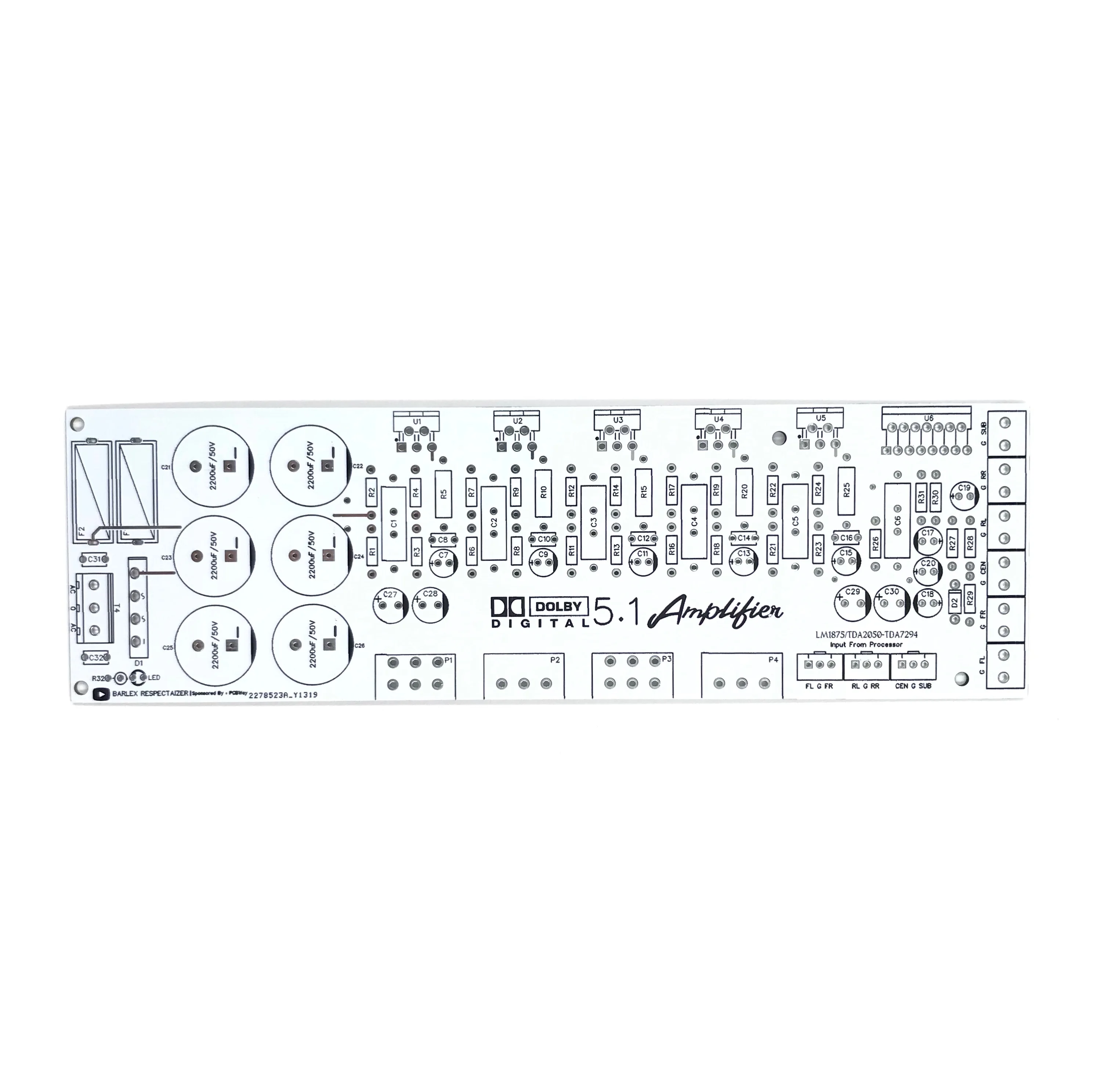 5.1 Sound Amplifier Digital Dolby Circuit Board PCB 200W Home Theater System Amp Preamplifier Tone Control LM1875 TDA2050 TDA729