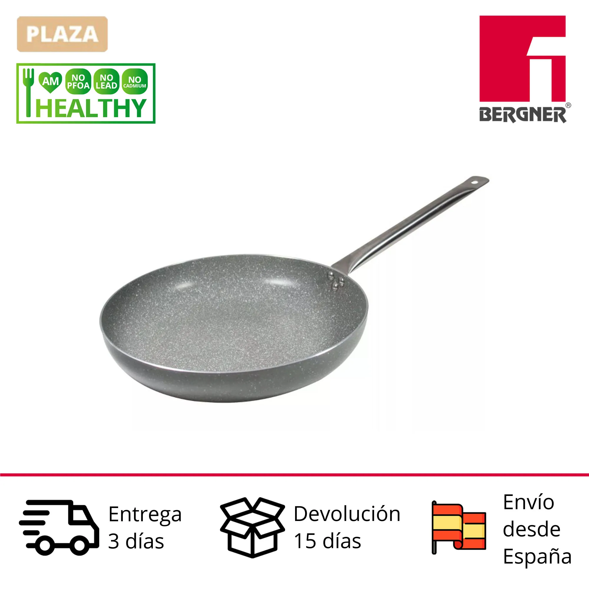 Gray frying pan (40x6.5cm) BERGNER Masterpro in pressed aluminium