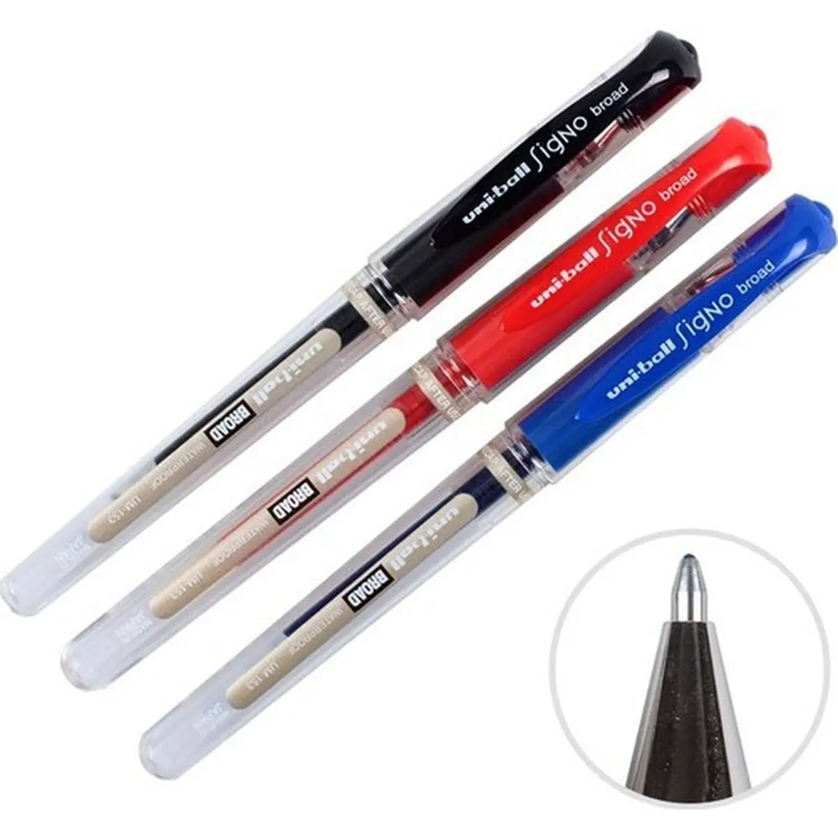 

Uni-Ball Um-153 Signo Broad Signature Pen Mixed Color 3-Pack 1.00 Mm Steel Nib Comfortable Writing Ease (Blue-Black-Red)