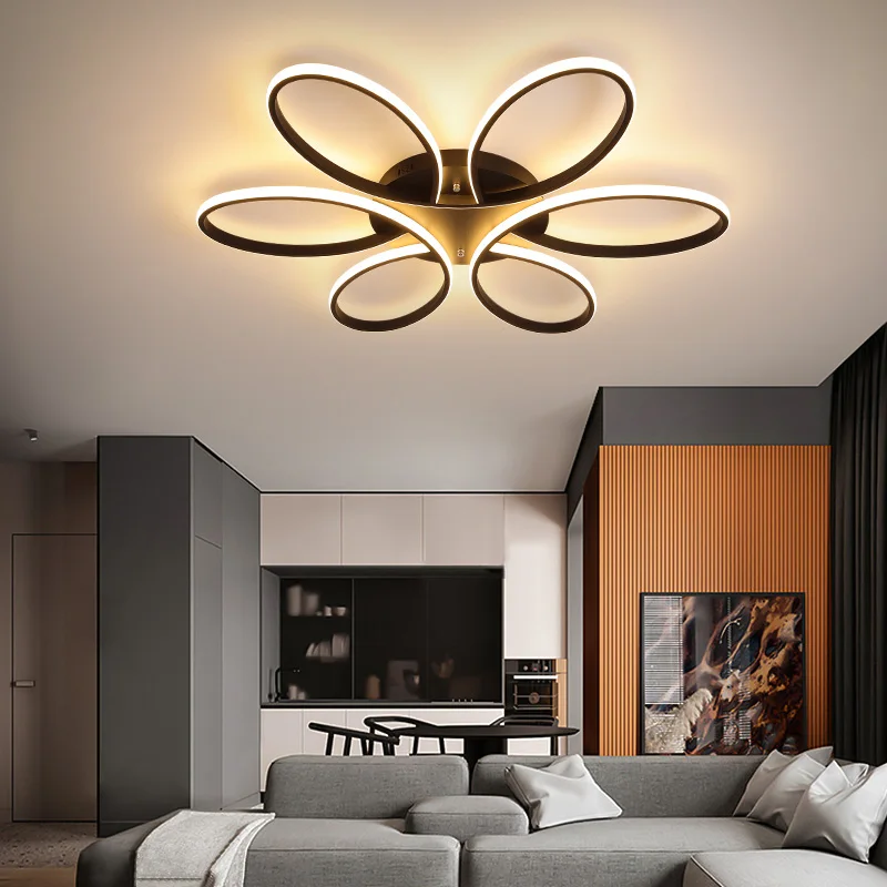 Imagem -02 - Estilo Nórdico Moderno Led Luzes de Teto de Alumínio Flor Lâmpadas para o Quarto Sala Estar Jantar Escritório Design Interior Iluminação Diária