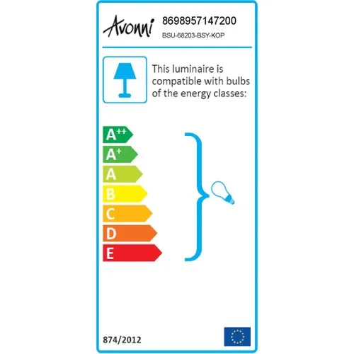 AVONNI BSU-68203-BSY-KOP Black Powder Coated Outdoor Lighting E27 ABS Acrylic Glass 26cm image 6