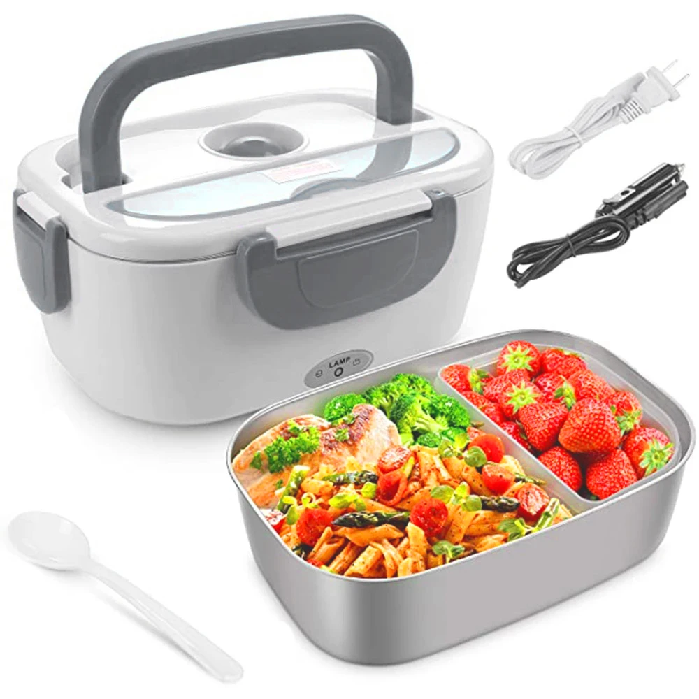 Electric Heating Lunch Box, Heated Portable, Stainless Steel Meal Tray, Preservation Bento Food Container, Bento Boxes with Lid