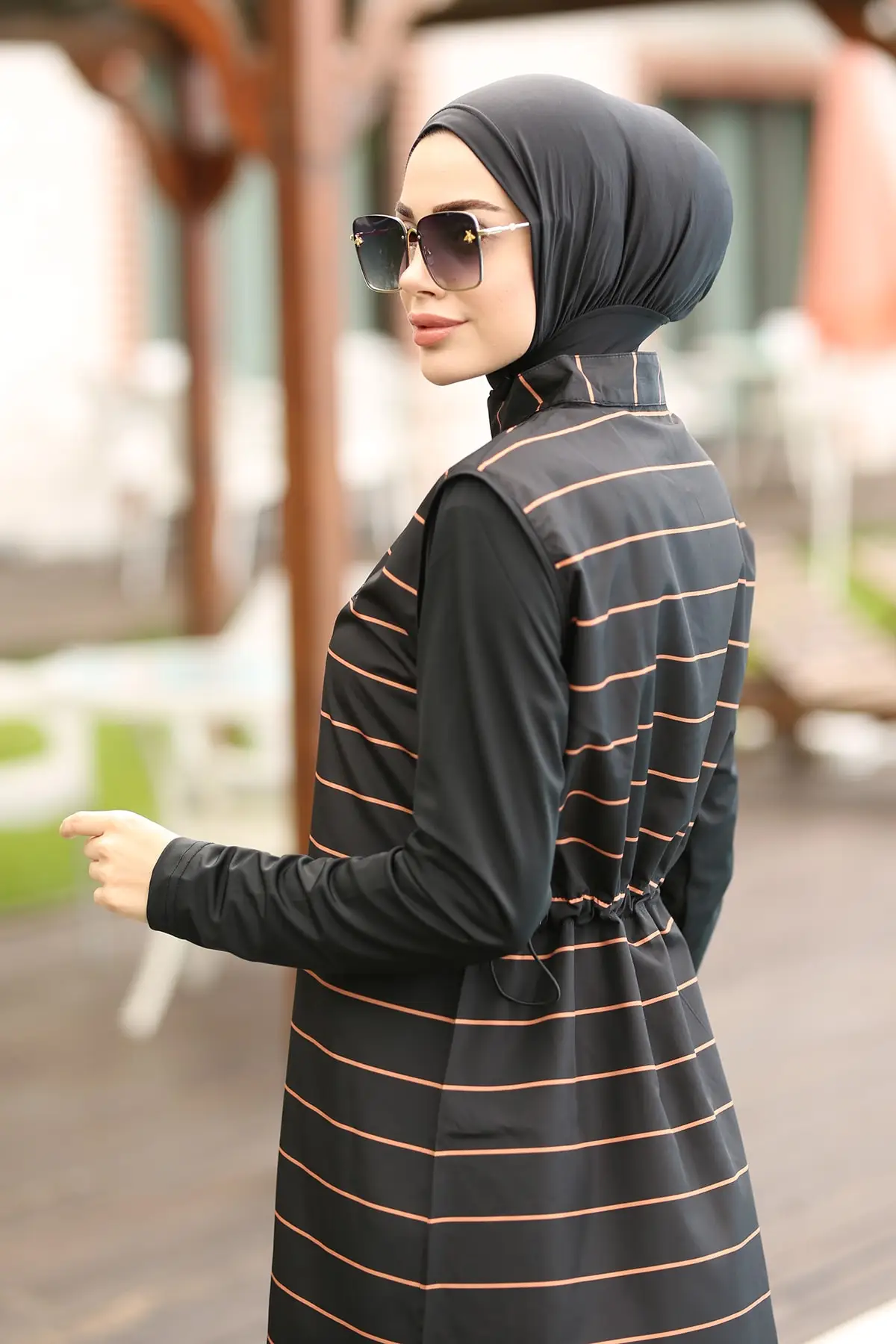 Black Hijab Swimsuit Muslim Woman Sea Dress Hashema