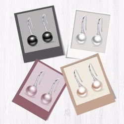 WOSTU 100% Real 925 Sterling Silver Trendy Elegant Pink Simulated Pearl Drop Earrings For Women Jewelry Dropshiping CQE145