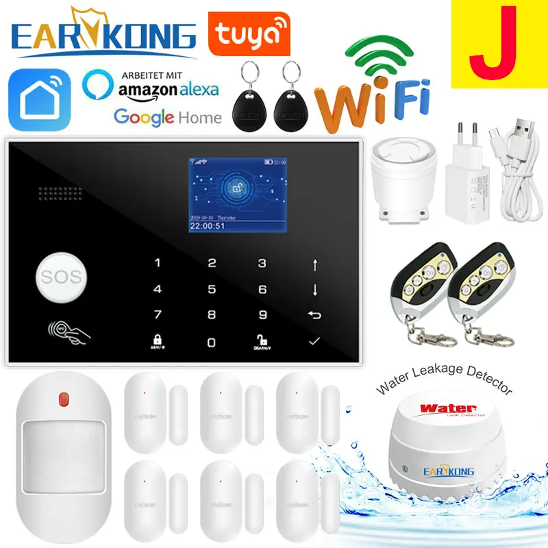 

Wifi GSM Alarm System 433MHz Home Burglar Security Alarm Wireless Wired Detector RFID Touch Keyboard Support Alexa Google Home