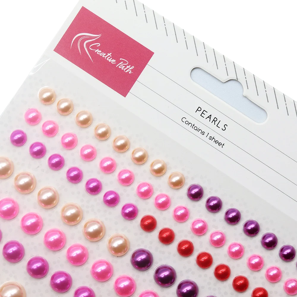 Creative Path Half-Round Pearls Stickers Self Adhesive Flat Back Assorted Colors Crafts Embellishments Scrapbooking Decoration