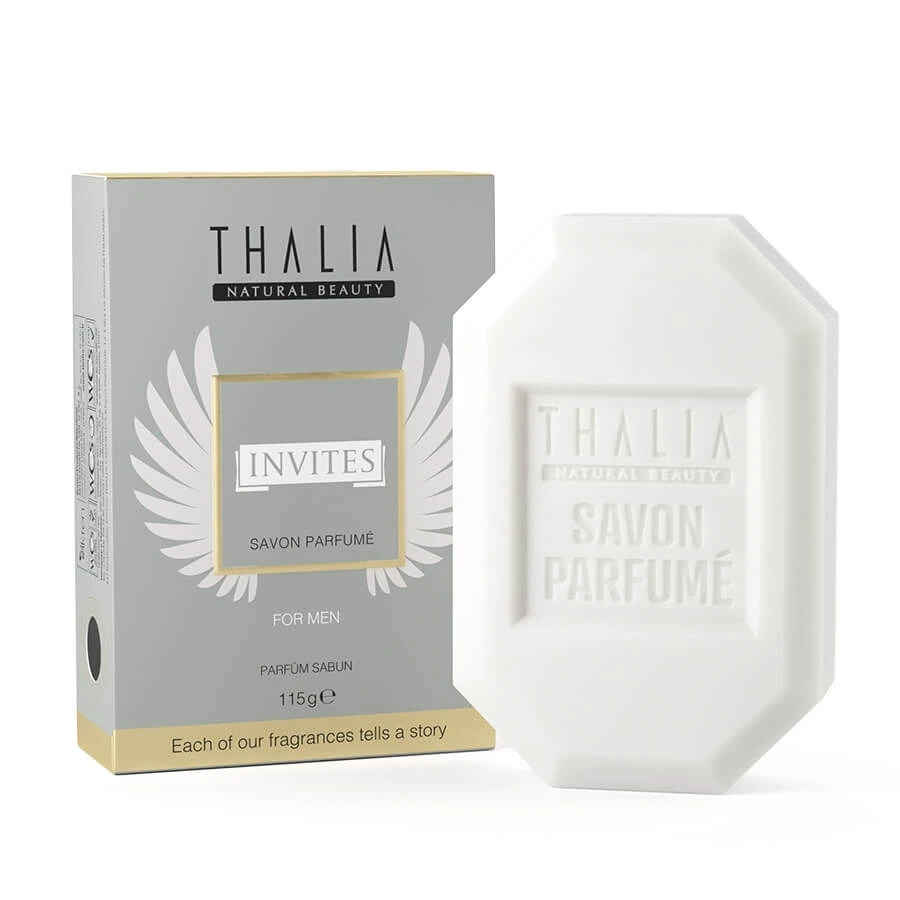 

Thalia Invites Men Perfume Soap 115 g. Citrus Scented Solid Soap. Perfumed Soap.