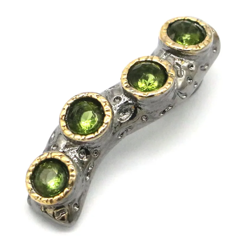 Buy 3 get 1 free 24x5mm SheCrown 2021 Neo-Gothic Vintage Created Pink Tourmaline Green Peridot Black Gold Silver Pendant